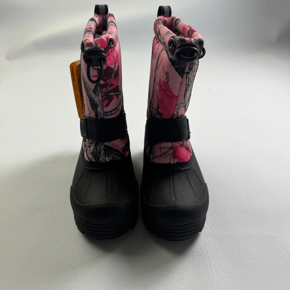 Daybreak Brand Camo Pink Snow Boots Kids Size 11 Thinsulate -25F Reflective NEW
